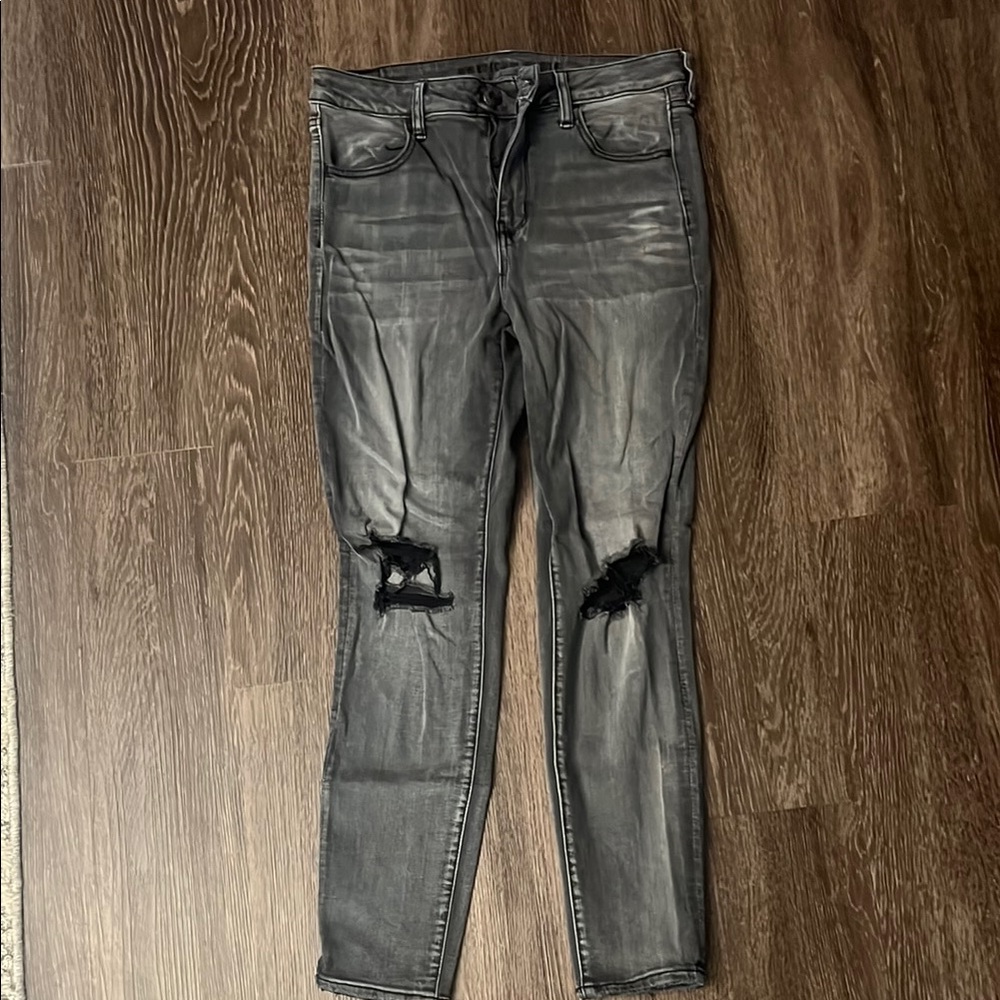 Women's Distressed Gray Jeans